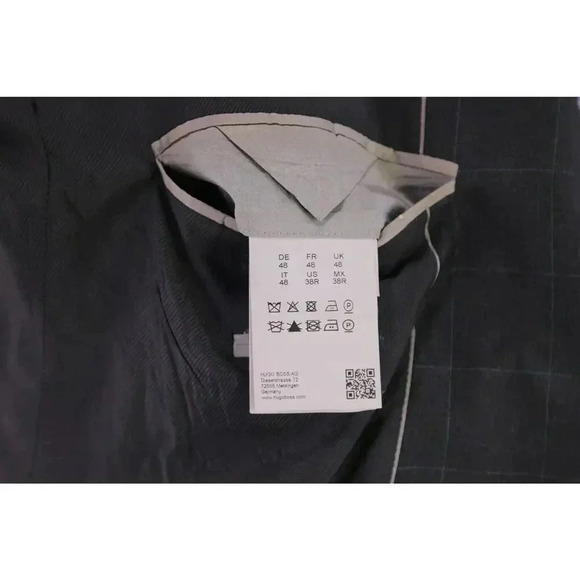 Hugo Boss The James/Sharp Gray w/ Ice Blue Windowpane Wool 2B Blazer Jacket 38R - Picture 9 of 10